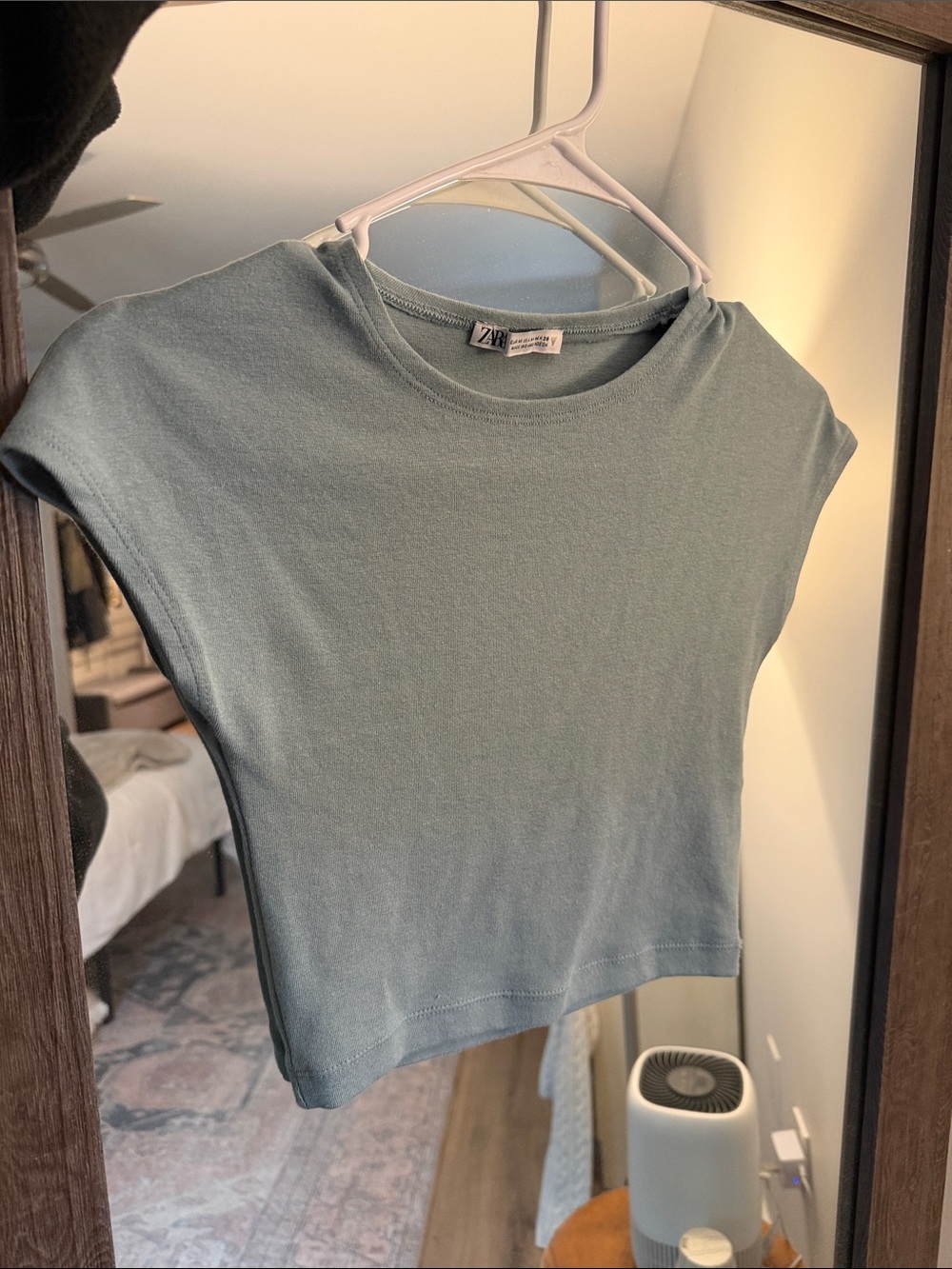 Zara Mint Green Cap-Sleeve Crop Top